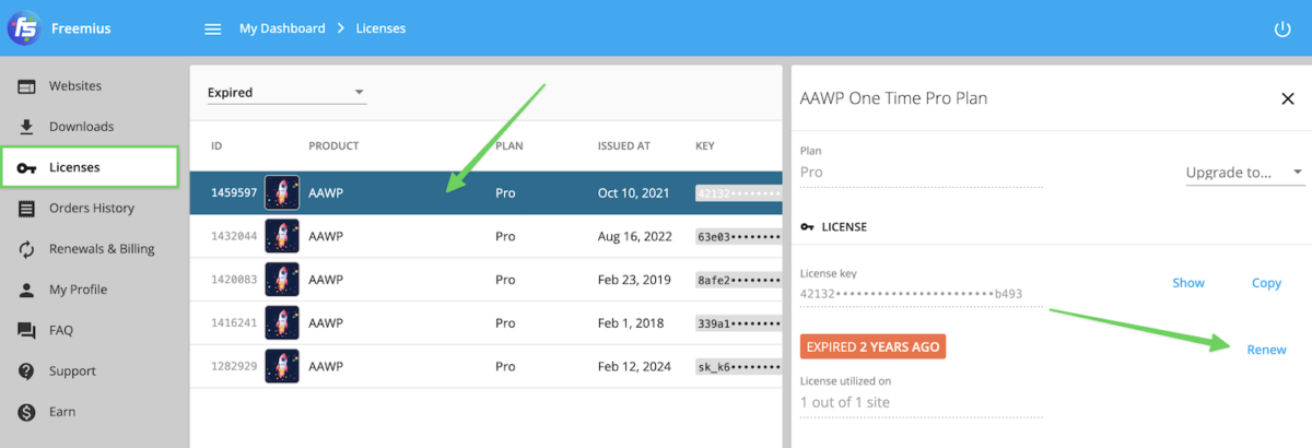 Aawp Freemius Account Renew License