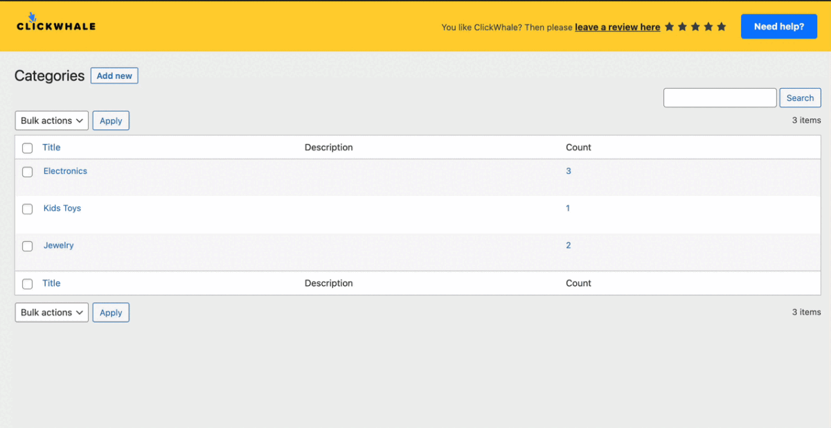 Adding Categories To Clickwhale