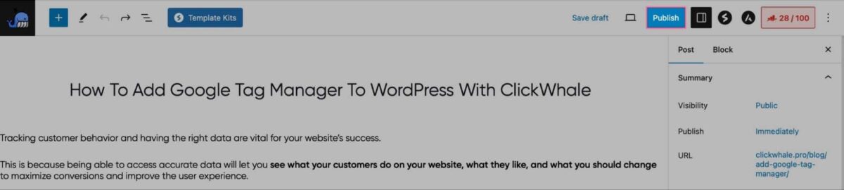 Publishing A Post In WordPress